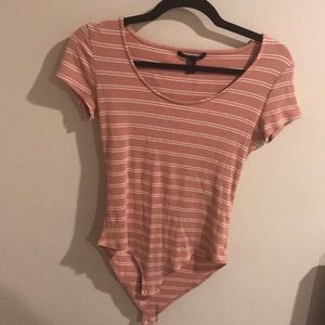 Pink and white striped bodysuit